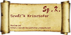 Szvák Krisztofer névjegykártya